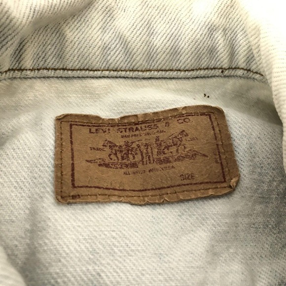 Levi's Vintage 80s Women's Denim Trucker Jacket Medium White Faded USA Blue Jean - Picture 9 of 11